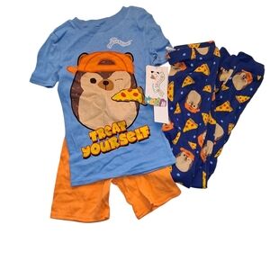 Kids Blue and Orange Hedgehog Pajama Set